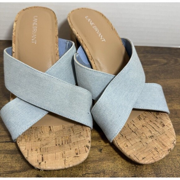 Lane Bryant Dream Cloud Cross-Front Denim Clog Heel Size 8 - Picture 1 of 10